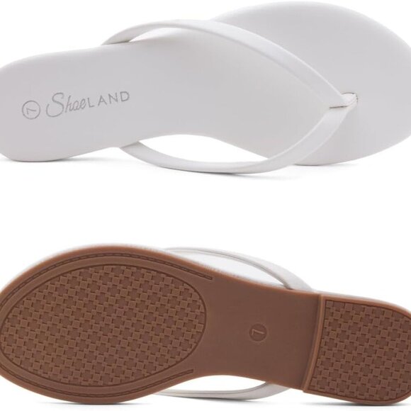 Women's Memory Foam Flip Flops Vegan Leather Summer Slides Beach Casual - Picture 7 of 8